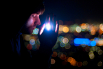 Man praying at night