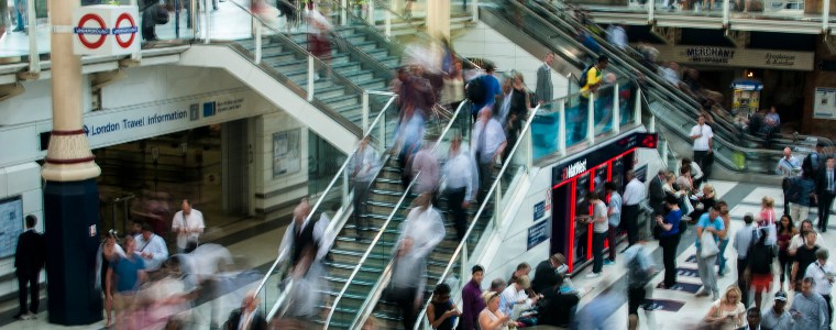 People rushing at London underground