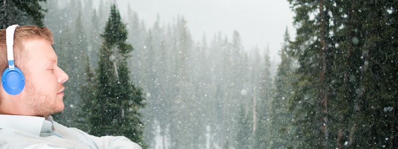 Man praying in Christmas scene