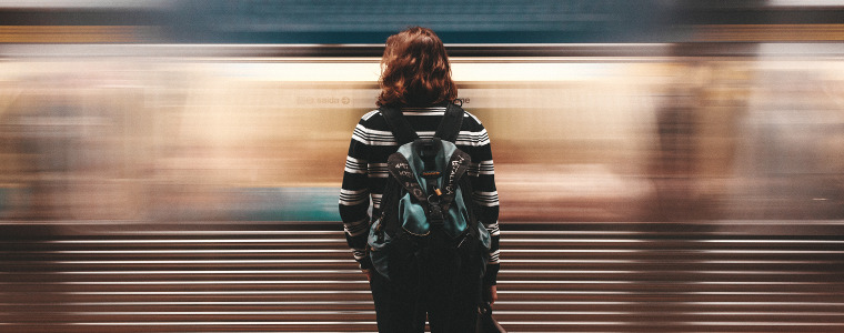 Woman Watching Train 