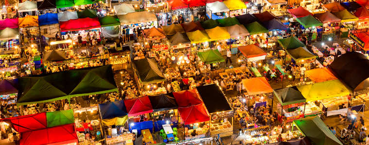 Thai Market with Diverse and Diverse Range of Stalls